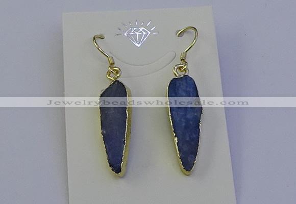 NGE5158 8*25mm flat teardrop blue kyanite earrings wholesale