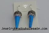 NGE5166 10*30mm faceted cone white howlite turquoise earrings