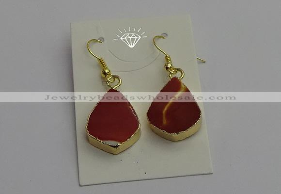 NGE5170 15*20mm flat teardrop mookaite gemstone earrings