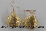 NGE54 18*20mm - 20*22mm freeform plated shell fossil earrings