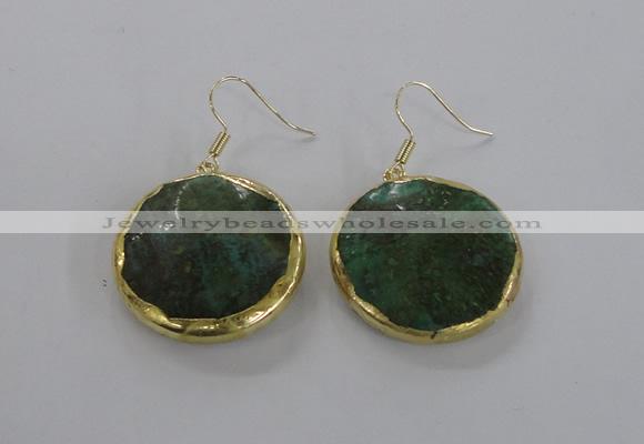 NGE59 30mm flat round agate gemstone earrings wholesale