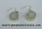 NGE68 15mm coin druzy agate gemstone earrings wholesale