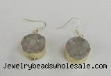 NGE70 18mm coin druzy agate gemstone earrings wholesale