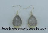 NGE73 13*18mm teardrop druzy agate gemstone earrings wholesale