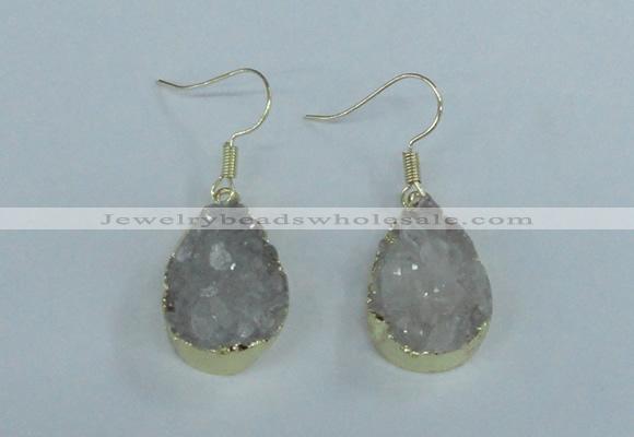 NGE73 13*18mm teardrop druzy agate gemstone earrings wholesale