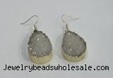 NGE76 20*30mm teardrop druzy agate gemstone earrings wholesale