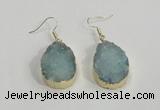 NGE77 20*30mm teardrop druzy agate gemstone earrings wholesale