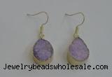 NGE81 13*18mm teardrop druzy agate gemstone earrings wholesale