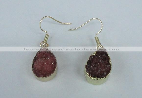 NGE82 13*18mm teardrop druzy agate gemstone earrings wholesale