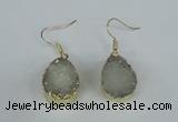 NGE85 15*20mm teardrop druzy agate gemstone earrings wholesale