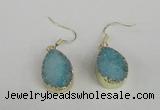 NGE87 15*20mm teardrop druzy agate gemstone earrings wholesale