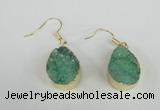 NGE88 15*20mm teardrop druzy agate gemstone earrings wholesale