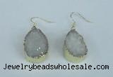 NGE90 18*25mm teardrop druzy agate gemstone earrings wholesale