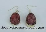 NGE91 18*25mm teardrop druzy agate gemstone earrings wholesale