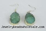 NGE93 18*25mm teardrop druzy agate gemstone earrings wholesale