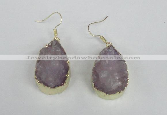 NGE95 20*30mm teardrop druzy agate gemstone earrings wholesale