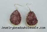 NGE96 20*30mm teardrop druzy agate gemstone earrings wholesale