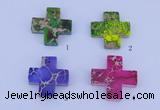 NGP01 5PCS 35*35mm cross dyed imperial jasper pendants wholesale