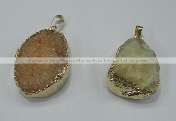 NGP1025 25*35mm - 35*45mm freeform druzy agate beads pendant