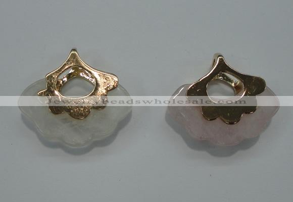 NGP1070 8*25*28mm rose quartz pendants with brass setting