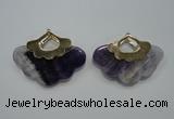 NGP1077 8*40*50mm amethyst gemstone pendants with brass setting