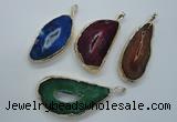 NGP1118 30*45 - 40*60mm freeform druzy agate pendants with brass setting