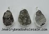 NGP1125 25*40 - 35*45mm freeform druzy agate pendants with brass setting