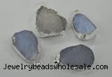 NGP1135 25*35mm - 40*45mm freeform druzy agate pendants with brass setting