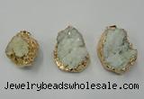 NGP1142 25*35mm - 40*45mm freeform druzy agate pendants with brass setting