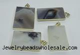 NGP1155 25*35mm - 40*50mm freeform agate pendants with brass setting