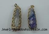 NGP1160 18*60mm - 20*65mm freeform agate pendants with brass setting