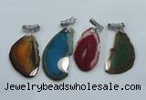 NGP1230 35*65mm - 45*70mm freeform agate pendants with brass setting