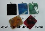 NGP1280 43*52mm rectangle agate pendants with brass setting