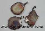 NGP1284 30*40mm – 35*45mm freeform agate pendants with brass setting