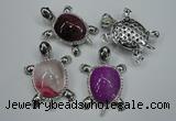 NGP1295 43*60mm tortoise agate pendants with crystal pave alloy settings