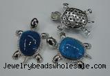 NGP1298 43*60mm tortoise agate pendants with crystal pave alloy settings