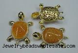 NGP1304 43*60mm tortoise agate pendants with crystal pave alloy settings