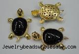 NGP1308 43*60mm tortoise agate pendants with crystal pave alloy settings