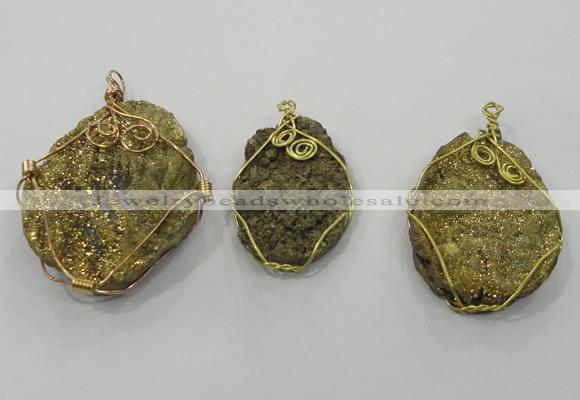 NGP1321 30*40mm - 45*60mm freeform agate pendants with brass setting