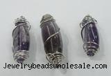 NGP1346 20*55mm - 22*60mm nuggets amethyst pendants with brass setting