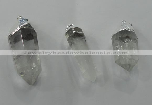 NGP1350 10*35mm - 15*60mm faceted nuggets white crystal pendants