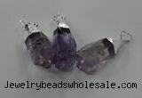 NGP1353 15*30mm - 18*40mm faceted nuggets amethyst pendants