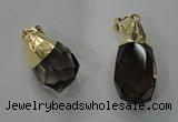 NGP1391 15*25mm - 20*35mm faceted nuggets smoky quartz pendants