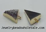 NGP1401 30*35mm - 35*40mm triangle druzy amethyst pendants wholesale