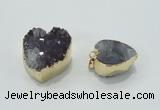 NGP1404 20*25mm - 25*30mm heart druzy amethyst pendants wholesale