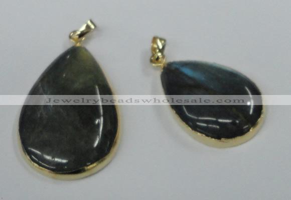 NGP1409 22*30mm - 25*35mm flat teardrop labradorite pendants wholesale