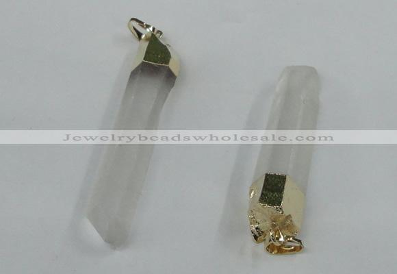 NGP1420 9*50mm - 11*60mm stick white crystal gemstone pendants