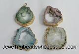 NGP1425 30*45mm - 45*55mm freeform plated druzy agate pendants