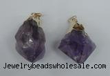 NGP1465 25*45mm - 28*50mm nuggets amethyst gemstone pendants