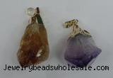 NGP1466 18*35mm - 20*45mm nuggets amethyst & citrine pendants